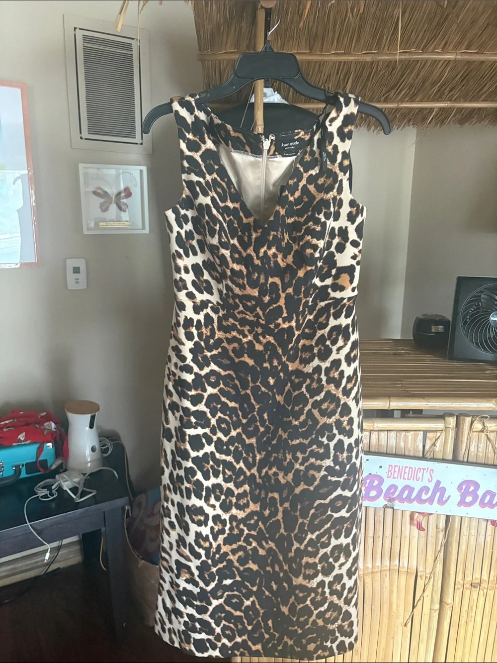 Sleeveless Leopard Print Sheath Dress - Brown/Black